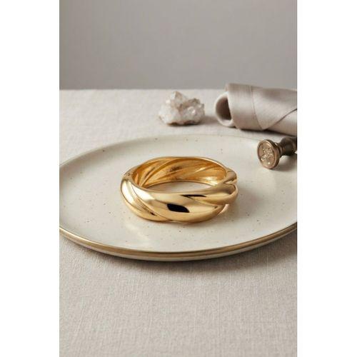 Gold Renk Pirinç Sarmal Model Vintage Kalın Kelepçe Bilezik