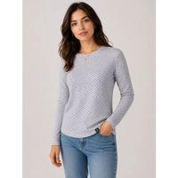 Likralı Dokulu Uzun Kollu Tişört Oval Kesim Rahat Kalıp Bluz - Gri