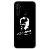 Realme 5i Kılıf HD Desen Baskılı Arka Kapak - Atatürk Silüet İmza + Kırılmaz Cam