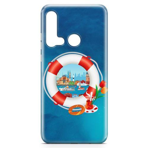 Huawei P20 Lite 2019 Kılıf Simit Çay İstanbul Arka Kapak Koruma Desenli Full Koruyucu