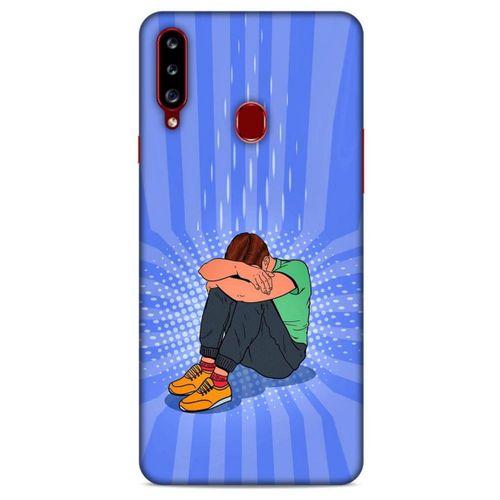 Samsung Galaxy A20s Kılıf Depresyon (32) Soft Silikon Kılıf Turuncu Kahve