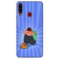Samsung Galaxy A20s Kılıf Depresyon (32) Soft Silikon Kılıf Turuncu Kahve