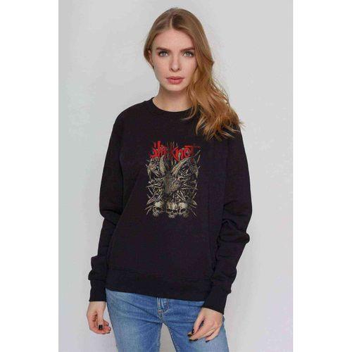 Slipknot Cover Skull Rock Metal Müzik Baskılı Siyah Kadın Sweashirt