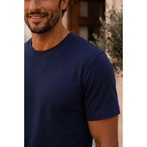 Linklater Regular Fit Basic Likralı Pamuk Erkek T-Shirt - Lacivert