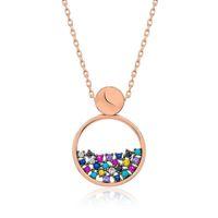 ​Lucky Life 925 Ayar Gumuss  Rose Mix Taşlı Çiğ Damlası Bayan Kolye