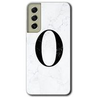 Galaxy S21 FE Kılıf HD Desen Baskılı Arka Kapak - Beyaz Mermer Desenli O Harfi