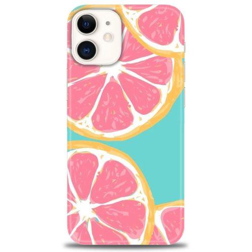 iPhone 12 Kılıf HD Baskılı Kılıf - Pembe Limon + Tam Ekran Koruyucu
