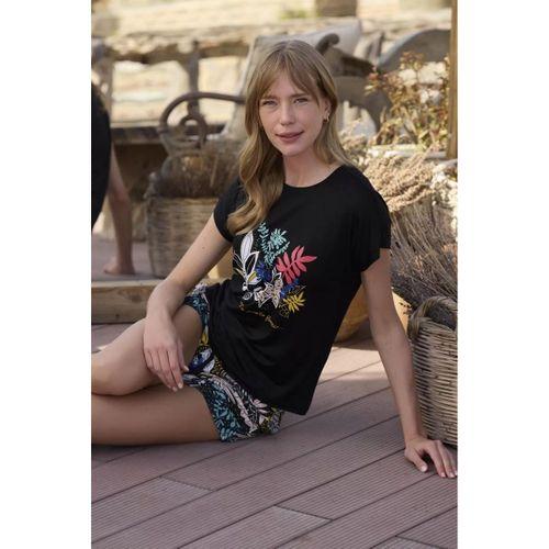 Yaprak Desenli Ve Baskılı "o Segredo E Se Permitir Florescer" Şort Takımı