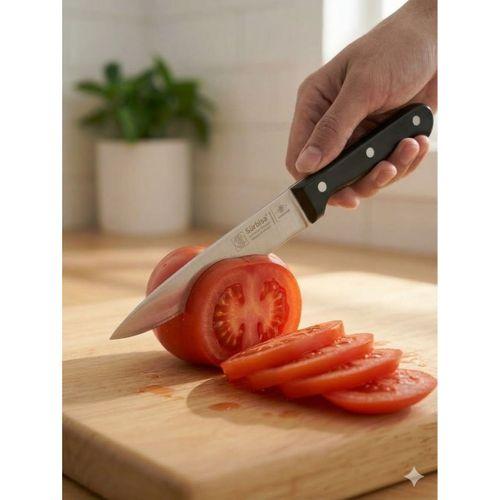Sürmene Meyve Sebze Mutfak Bıçağı 20 cm Paslanmaz Çelik Keskin Pimli Siyah Bıçak Sürbisa 61004-P