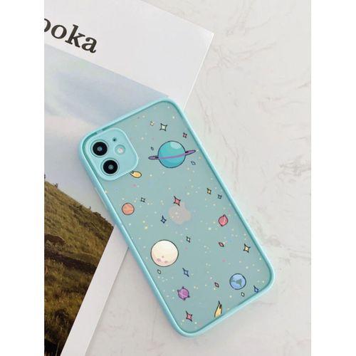 iPhone 11 Su Yeşili Kamera Lens Korumalı Gezegenler Desenli Lüx Telefon Kılıfı