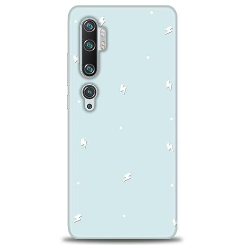 Xiaomi Mi Note 10 Pro Kılıf HD Baskılı Kılıf - Beyaz Şimşekler + Tam Ekran Koruyucu