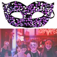 Mor Renk Arkadan Lastikli Pul Payet İşlemeli Balo After Parti Maskesi