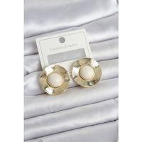 Vintage Model Beyaz Gold Renk Pirinç Kadın Küpe