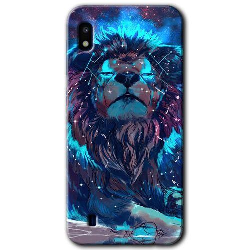 Galaxy A10 Kılıf HD Desen Baskılı Arka Kapak - Neon Aslan + Kırılmaz Cam