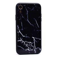 Apple iPhone XR 6.1 Kılıf Zore Mermer Desenli Ebruli Cam Kapak