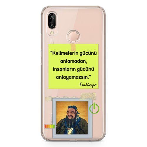 Huawei Nova 3e Kılıf Caps Konfucyus Arka Kapak Koruma Desenli Full Koruyucu