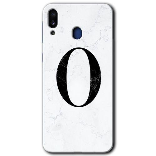 MRCİLETİSİM MRCİLETİSİM Samsung Galaxy M10s Kılıf HD Desen Baskılı Arka Kapak + Temperli Cam - Beyaz Mermer Desenli O Harfi