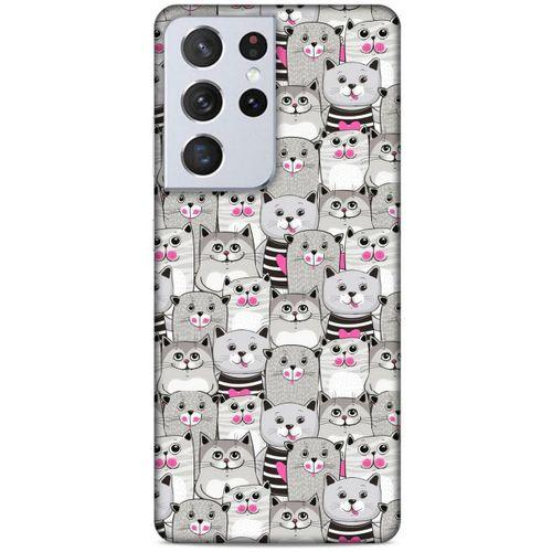 Lopard Samsung Galaxy S21 Ultra Uyumlu Kılıf Kediler (32) Soft Silikon Kılıf Pembe Burun