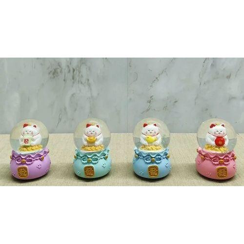 Şans Kedisi Işıklı Kar Küresi Alk4914