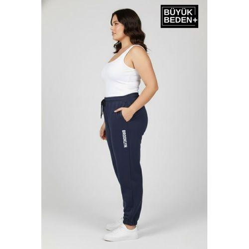 Kadın Büyük Beden BROOKLYN Baskılı Paça Lastikli  Jogger İnce Eşofman Altı  SPR26BEAK951-2