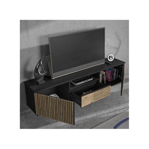 Nova  Zebra Kapak 180 Cm 2 Kapak 2 Çekmeceli Premium Tv Ünitesi - Minifiks - Wood Siyah / Atlantik Çam
