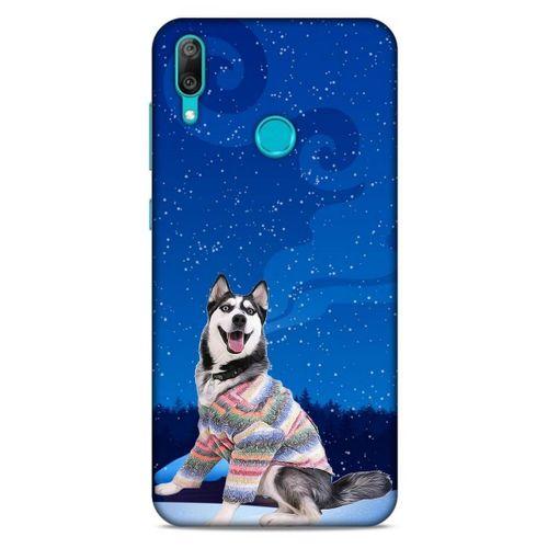 Huawei Y7 2019 Kılıf Köpek Kıyafetleri (45) Liquid Air Kılıf Husky Renkli Süveter