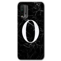 BeRa Aksesuar Xiaomi Redmi 9T Kılıf Baskılı Kapak - Siyah Mermer Desenli O Harfi +Tam Kaplayan Mat Seramik