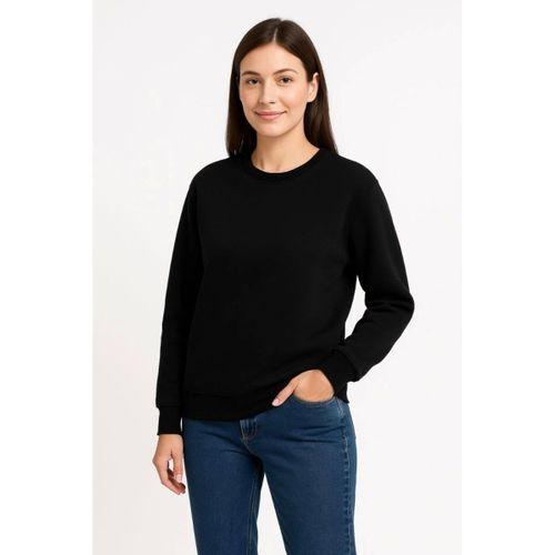 Üç İplik Düz Bisiklet Yaka SweatShirt  - Siyah