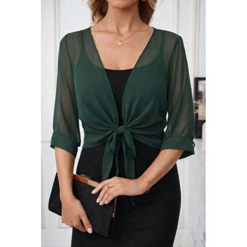 Kadın Fakir Kollu önden Bağlamalı Kısa şifon Bolero Ceket
