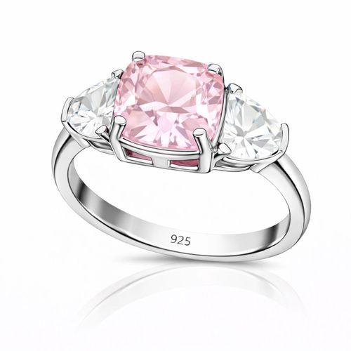 Gümüş Pembe Zirkon Taşlı Kadın Yüzük