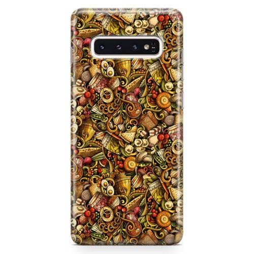Samsung Galaxy S10 Plus Kılıf Gastronomi Doodle Arka Kapak Koruma Desenli Full Koruyucu