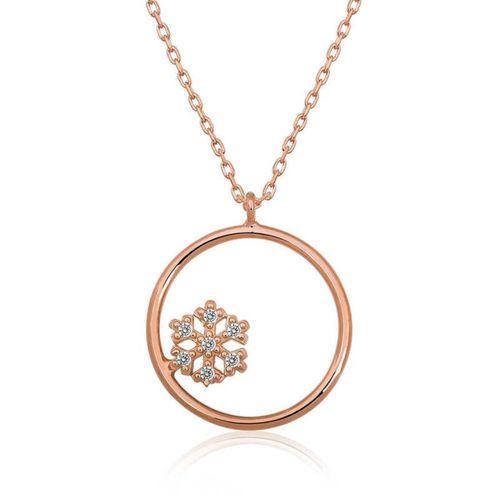 Lucky Life 925 Ayar Gumuss Rose Kar Tanesi Detaylı Halka Kolye