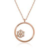 Lucky Life 925 Ayar Gumuss Rose Kar Tanesi Detaylı Halka Kolye