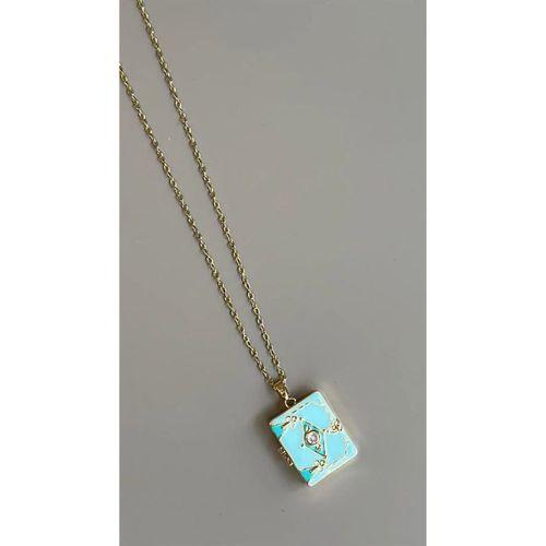 Etnik Desen Kapaklı Kolye - Mavi