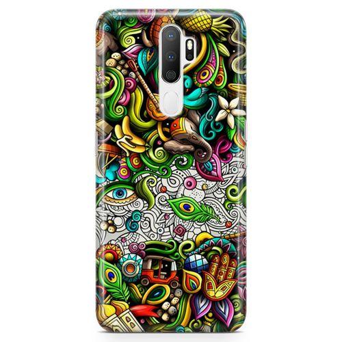 Oppo A5 2020 Kılıf Hindistan Doodle Arka Kapak Koruma Desenli Full Koruyucu
