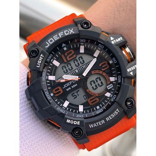 Joefox Digital Ve Analog 2 Yıl Garantili Kronmetre+Takvim+Alarm+Aydınlatma Erkek Kol Saati JOE.BK07