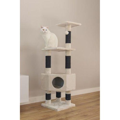 Beeztees Kedi Köşe Tırmalama ve Oyun Evi, Krem, 40x40x135cm