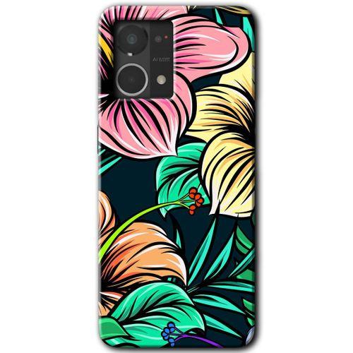 MRCİLETİSİM Oppo Reno 7 4G Kılıf HD Desen Baskılı Arka Kapak+Temperli Cam - Çizim Çiçekler