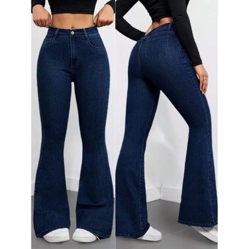 Kadın Yüksek Bel Cepli İspanyol Paçalı Kot Pantolon