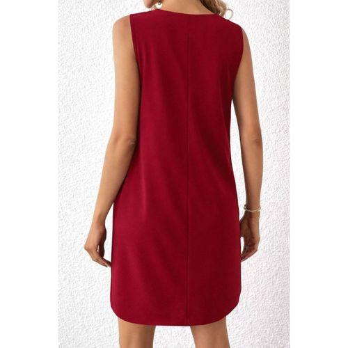 Kadın Askılı V Yakalı Mini Ithal Krep Elbise