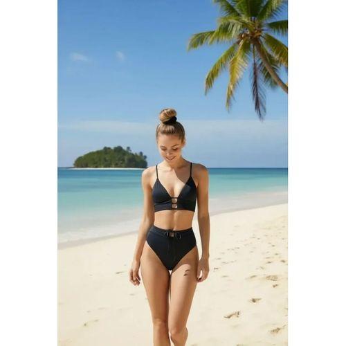 Kadın Siyah Yüksek Bel Toparlayıcı Bikini Takımı