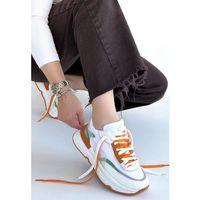 Aleh Beyaz Cilt Turuncu Detaylı Çift Bağcıklı Spor Ayakkabı