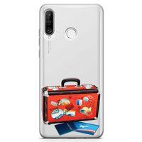 Huawei Nova 4e Kılıf Turistik Valiz Arka Kapak Koruma Desenli Full Koruyucu