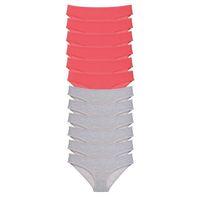 12 Adet Süper Eko Set Likralı Kadın Slip Külot Fuşya Gri
