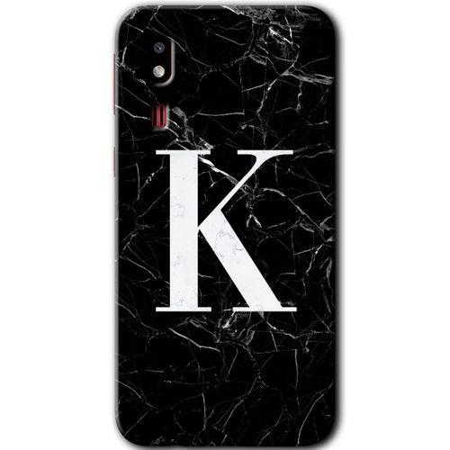 Galaxy A2 Core Kılıf HD Desen Baskılı Arka Kapak - Siyah Mermer Desenli K Harfi