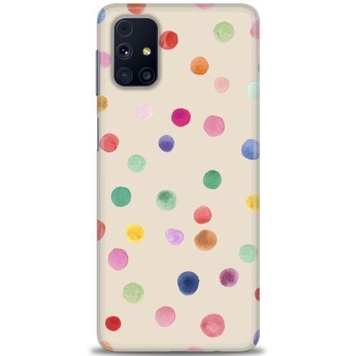 Samsung Galaxy M51 Kılıf HD Baskılı Kılıf - Renkli Puantiye + Tam Ekran Koruyucu