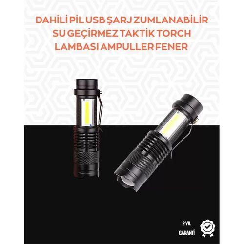 Taşınabilir Şarjlı Led Fener - 4 Modlu, 2000lm, Ayarlanabilir Odak