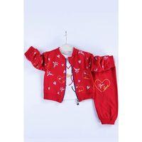 Kalp Desenli Hırkalı Pamuklu 3'lü Kız Bebek Takımı