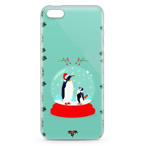 Apple iPhone SE Kılıf Kar Küresi Penguen Arka Kapak Koruma Desenli Full Koruyucu