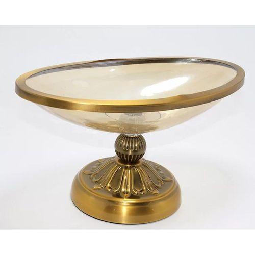 Antik Eskitme Gold Ayaklı Dekoratif Cam Gondol Sunumluk